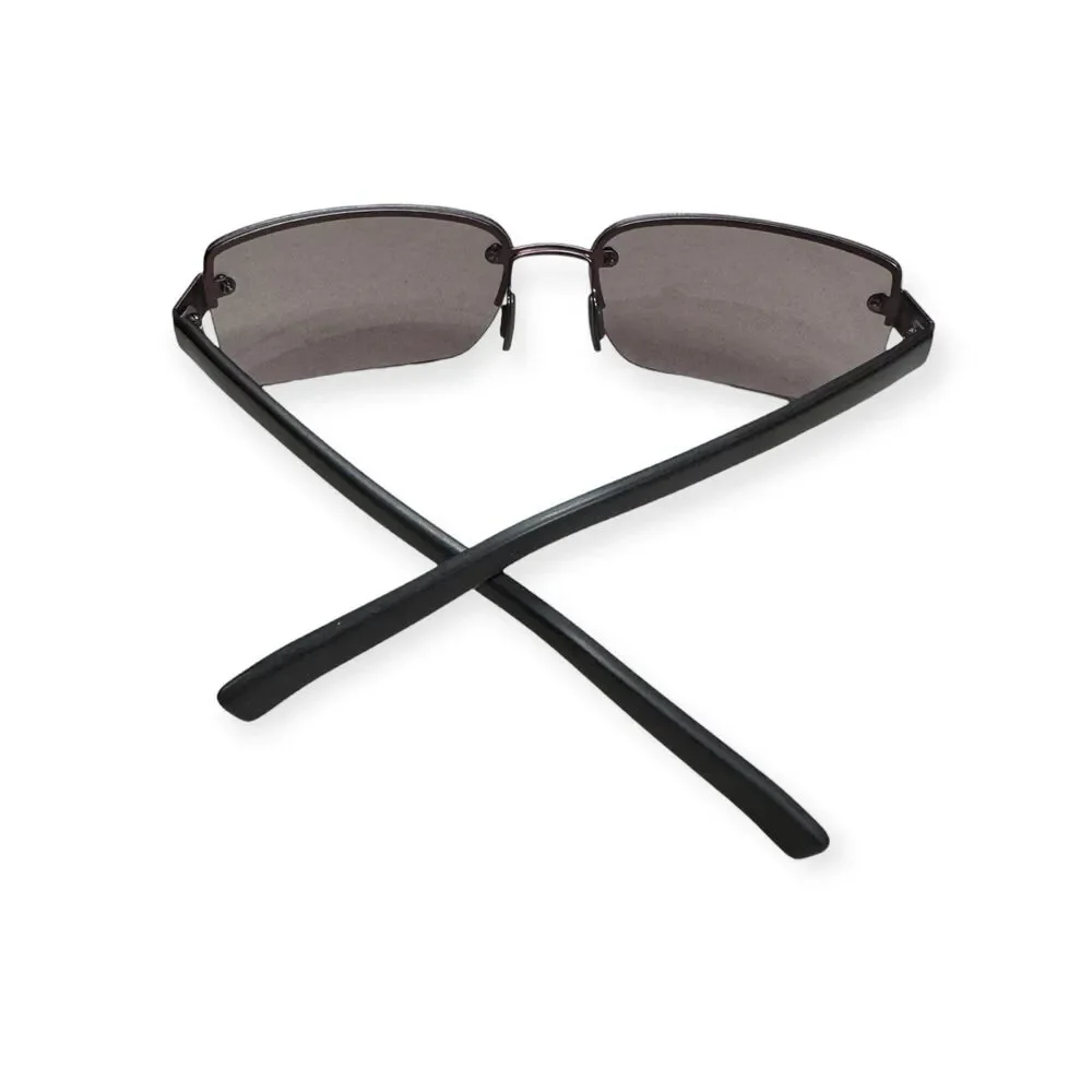 DKNY‎ 7220S Rectangle Sunglasses Rimless Gray/Purple Lenses Sleek Retro Shades